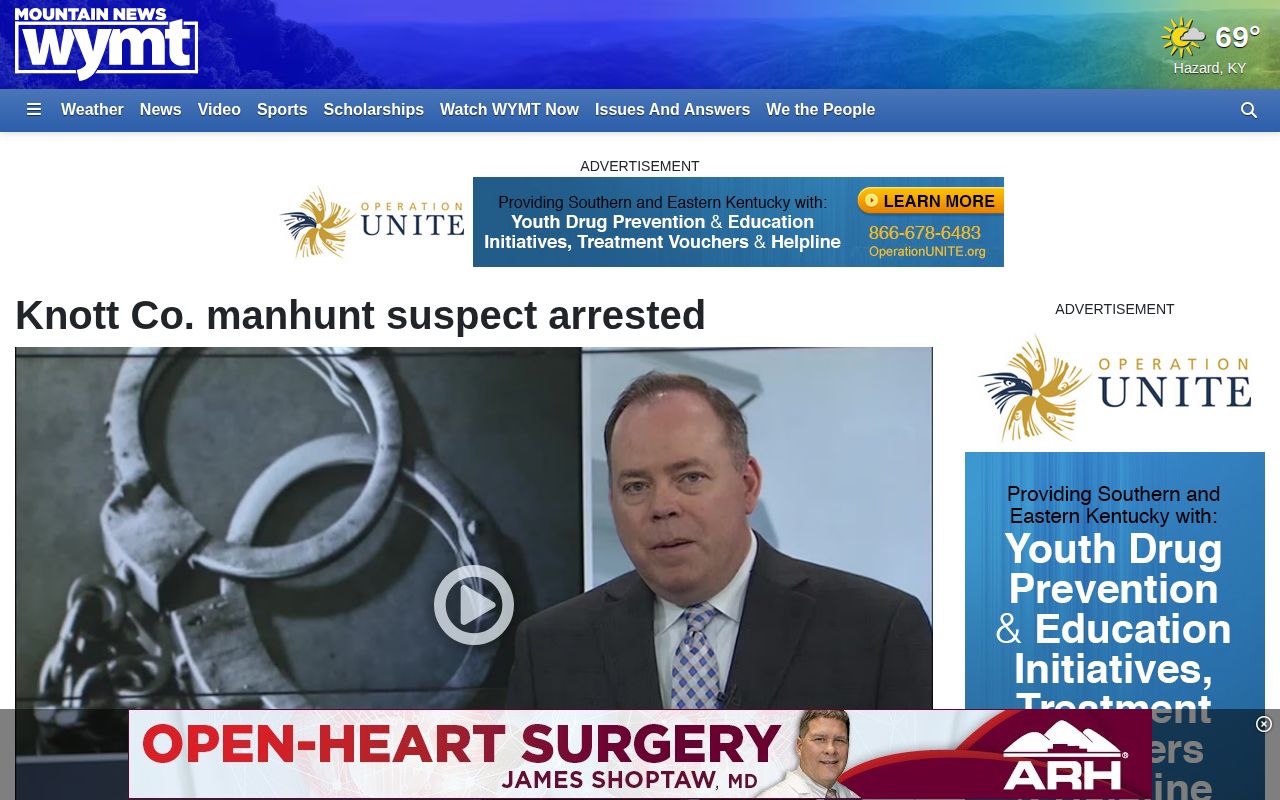 WYMT Knott County arrest news report naming Kentucky River Regional Jail