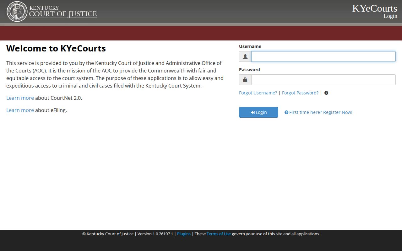 Knott County arrest record lookup through the official Kentucky CourtNet entry